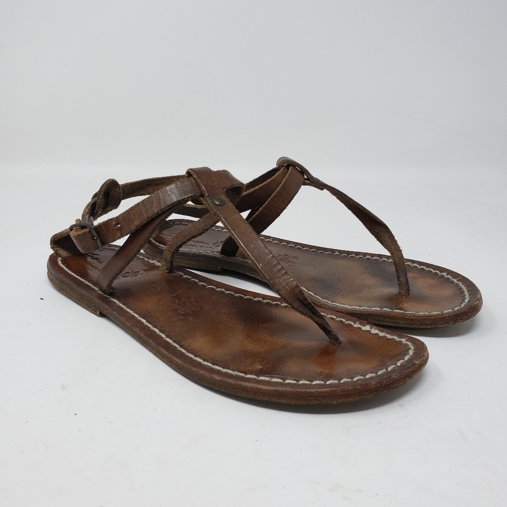 Gianluca L'artigiano Del Cuoio Leather Thong Sandals Size 37